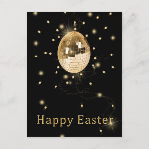 Happy Easter Gold Disco Ball Holiday Briefkaart