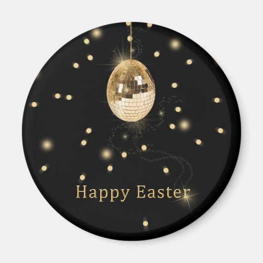 Happy Easter Gold Disco Ball Magneet (Voorkant)