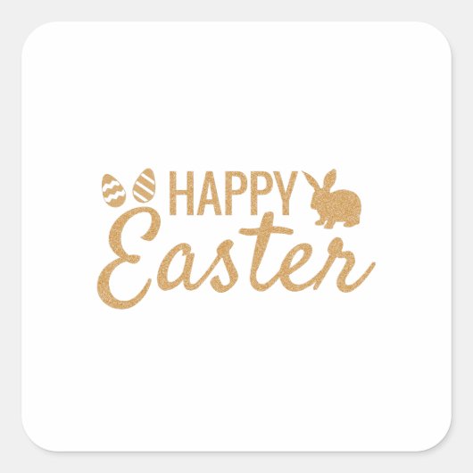 Happy Easter Gold Glitter Sparkle Easter Bunny Vierkante Sticker (Voorkant)