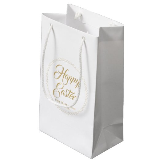Happy Easter Gold harten grens aangepast script sc Klein Cadeauzakje (Achterkant Gekanteld)