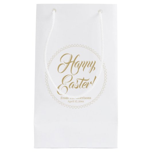 Happy Easter Gold harten grens aangepast script sc Klein Cadeauzakje (Voorkant)