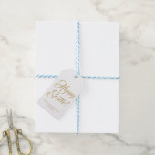 Happy Easter Gold White aangepast script elegant s Cadeaulabel (Met Touw)