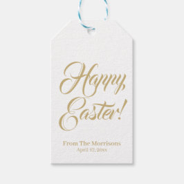 Happy Easter Gold White aangepast script elegant s Cadeaulabel