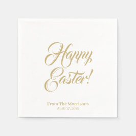 Happy Easter Gold White aangepast script elegant s Servet