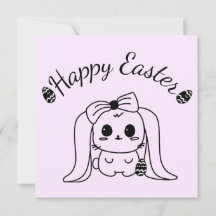 Happy Easter Gothic Modern Bunny Kaart Blank Insid