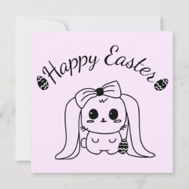 Happy Easter Gothic Modern Bunny Kaart Blank Insid