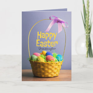 Happy Easter Grandaughter Basket of Eggs Feestdagen Kaart