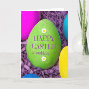 Happy Easter Granddochter Dyed Eggs Feestdagen Kaart