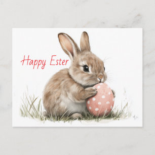 Happy Easter - Grappige konijn met ei verrukking Briefkaart