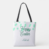 Happy Easter green eggs pastel name date simple  Draagtas (Achterkant)
