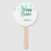 Happy Easter green eggs pastel name date simple 
