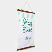 Happy Easter green eggs pastel name date simple  Hangend Wandkleed (Gebogen)