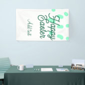 Happy Easter green eggs pastel name date simple  Spandoek (Beurs)