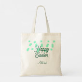 Happy Easter green eggs pastel name date simple  Tote Bag (Achterkant)