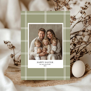 Happy Easter Green Familiefoto   Gepersonaliseerd Kaart