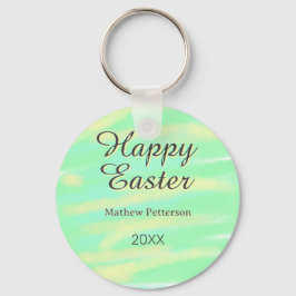 Happy Easter green yellow pastel gray name year  Sleutelhanger
