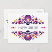Happy Easter Greetings Folklore Custom Text Briefkaart (Voorkant / Achterkant)