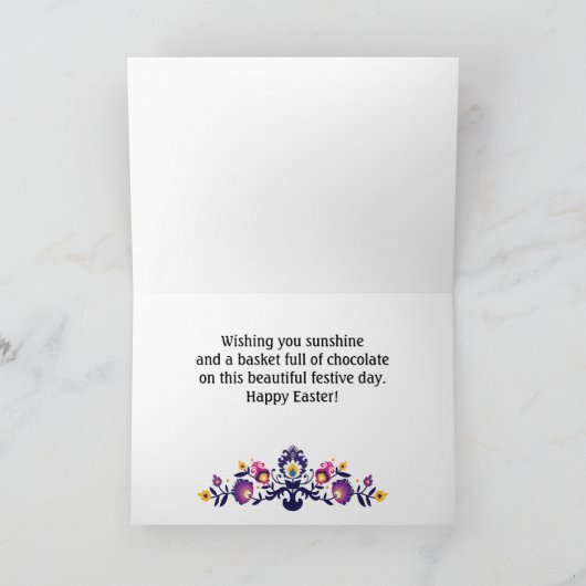 Happy Easter Greetings Folklore Custom Text Kaart (Binnen)