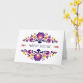 Happy Easter Greetings Folklore Custom Text Kaart (Gele Bloem)