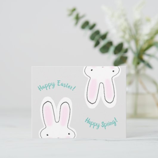 Happy Easter Happy Spring gray grappig grappig Briefkaart (Staand voorkant)