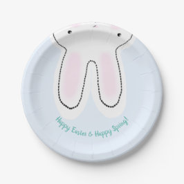 Happy Easter Happy Spring leuke blauwe Bunny grapp Papieren Bordje