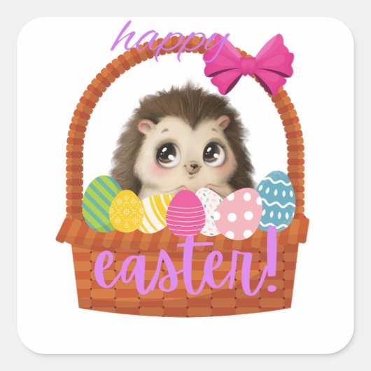Happy Easter Hedegel-Sticker Vierkante Sticker (Voorkant)