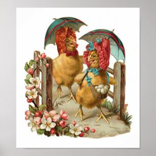 Happy Easter Hens Poster