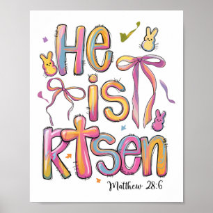 Happy Easter Hij is verrezen konijn Jesus Christel Poster
