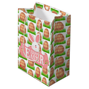 Happy Easter Holiday Bunny Floral Medium Cadeauzakje