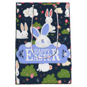 Happy Easter Holiday Bunny Floral Medium Cadeauzakje (Achterkant)