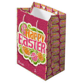 Happy Easter Holiday Bunny Floral Medium Cadeauzakje