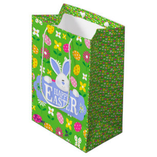 Happy Easter Holiday Bunny Floral Medium Cadeauzakje