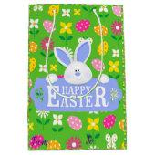 Happy Easter Holiday Bunny Floral Medium Cadeauzakje (Voorkant)