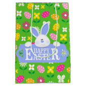 Happy Easter Holiday Bunny Floral Medium Cadeauzakje (Achterkant)