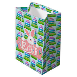 Happy Easter Holiday Bunny Floral Medium Cadeauzakje