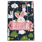 Happy Easter Holiday Bunny Floral Medium Cadeauzakje (Voorkant)