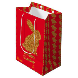 Happy Easter Holiday Bunny Floral Medium Cadeauzakje