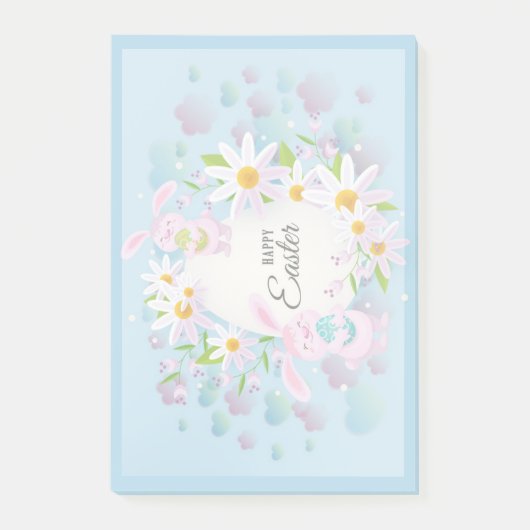 Happy Easter Holiday Trendy Bunny Floral Post-it® Notes (Voorkant)