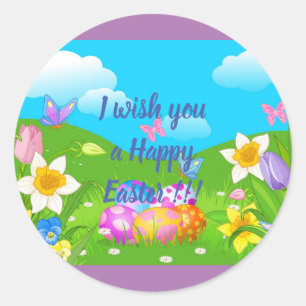 Happy Easter Holiday Trendy Bunny Floral Ronde Sticker