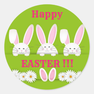 Happy Easter Holiday Trendy Bunny Floral Ronde Sticker