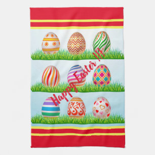 Happy Easter Holiday Trendy Bunny Floral Theedoek