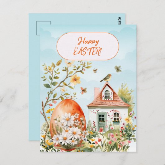 Happy Easter Home Giant Easter Egg Daisies Briefkaart (Voorkant / Achterkant)