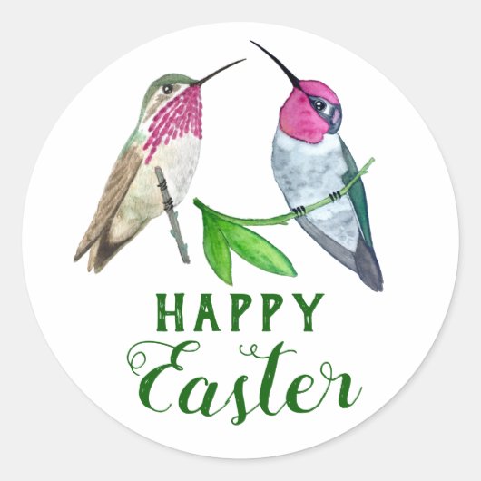 Happy Easter Hummingbird Ronde Sticker (Voorkant)