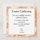 Happy Easter Invitation Card – Cute Bunny Floral  (Dos)