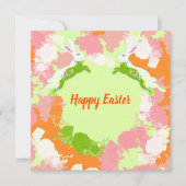 Happy Easter Invitation Card – Cute Bunny Floral  (Devant)