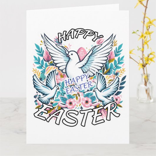 Happy Easter Kaart (Gele Bloem)