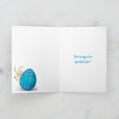  Happy Easter Kaart Bunny Holding Egg (Binnen)