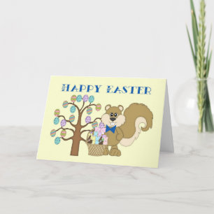 Happy Easter Kaart - Eekhoorn met Easter Egg Tree