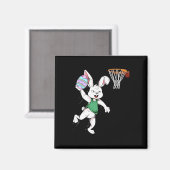 Happy Easter Kinder Jongens Bunny Dunk Basketbal O Magneet (Voorkant / Achterkant)
