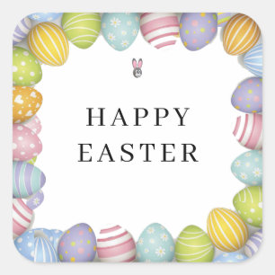 Happy Easter Kleureieren Vierkante Sticker